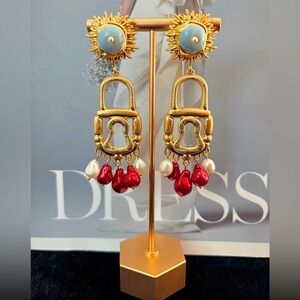 Schiaparelli Style Harlequin Chandelier Earrings